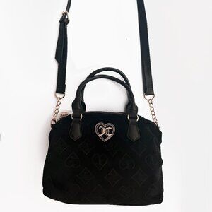 Juicy Couture Glitzed Out Cream Crossbody Velour Satchel Bag Purse NWT